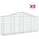 Arched Gabion Baskets 9 pcs 200x30x80/100 cm Galvanised Iron - Front View