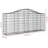 Arched Gabion Baskets 11 pcs 200x30x80/100 cm Galvanised Iron - Rear View