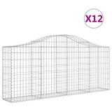 Arched Gabion Baskets 12 pcs 200x30x80/100 cm Galvanised Iron - Front View