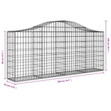 Arched Gabion Baskets 12 pcs 200x30x80/100 cm Galvanised Iron - Rear View