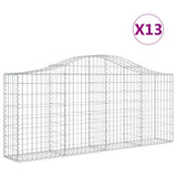Arched Gabion Baskets 13 pcs 200x30x80/100 cm Galvanised Iron - Front View