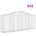 Arched Gabion Baskets 15 pcs 200x30x80/100 cm Galvanised Iron