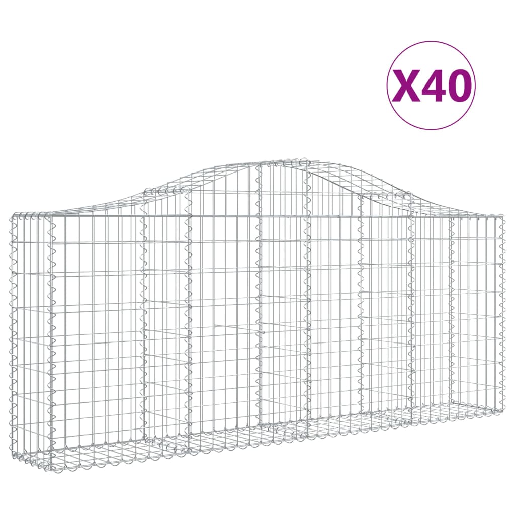 Arched Gabion Baskets 40 pcs 200x30x80/100 cm Galvanised Iron