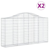 Arched Gabion Baskets 2 pcs 200x30x100/120 cm Galvanised Iron - Front View