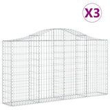 Arched Gabion Baskets 3 pcs 200x30x100/120 cm Galvanised Iron - Front View