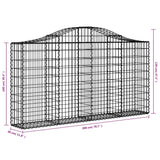 Arched Gabion Baskets 3 pcs 200x30x100/120 cm Galvanised Iron - Rear View
