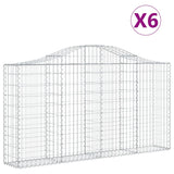 Arched Gabion Baskets 6 pcs 200x30x100/120 cm Galvanised Iron - Front View