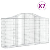 Arched Gabion Baskets 7 pcs 200x30x100/120 cm Galvanised Iron - Front View