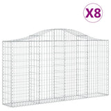Arched Gabion Baskets 8 pcs 200x30x100/120 cm Galvanised Iron - Front View