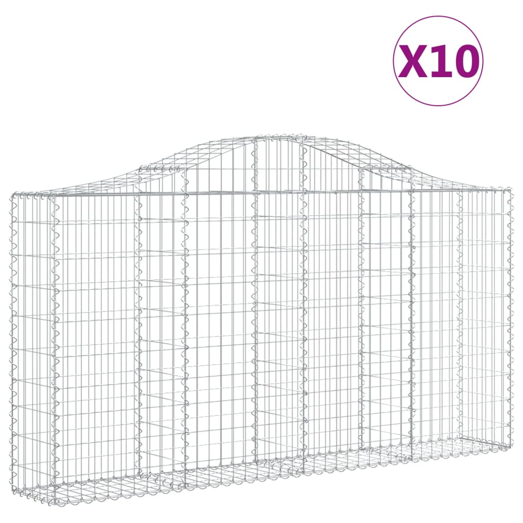 Arched Gabion Baskets 10 pcs 200x30x100/120 cm Galvanised Iron
