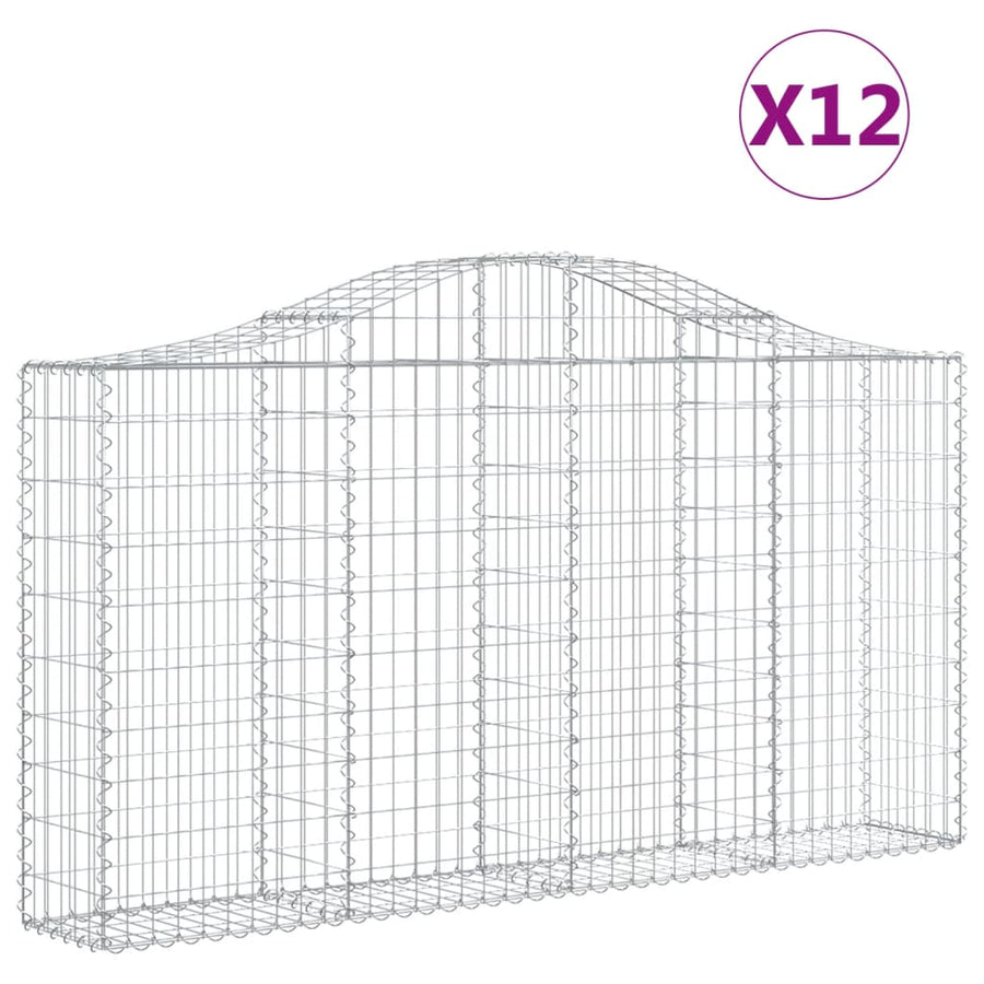 Arched Gabion Baskets 12 pcs 200x30x100/120 cm Galvanised Iron
