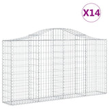 Arched Gabion Baskets 14 pcs 200x30x100/120 cm Galvanised Iron - Front View