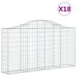 Arched Gabion Baskets 18 pcs 200x30x100/120 cm Galvanised Iron - Front View