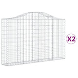Arched Gabion Baskets 2 pcs 200x30x120/140 cm Galvanised Iron - Front View