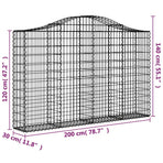 Arched Gabion Baskets 3 pcs 200x30x120/140 cm Galvanised Iron