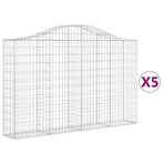 Arched Gabion Baskets 5 pcs 200x30x120/140 cm Galvanised Iron