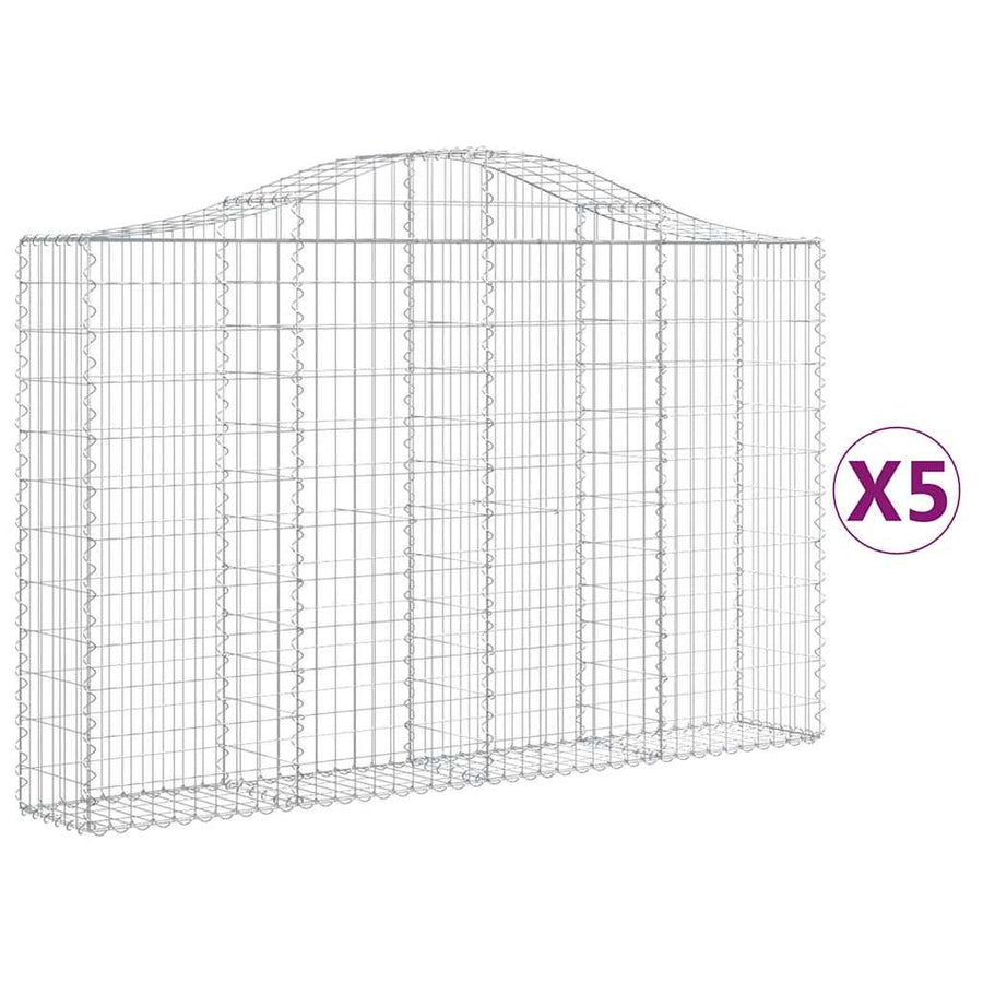 Arched Gabion Baskets 5 pcs 200x30x120/140 cm Galvanised Iron
