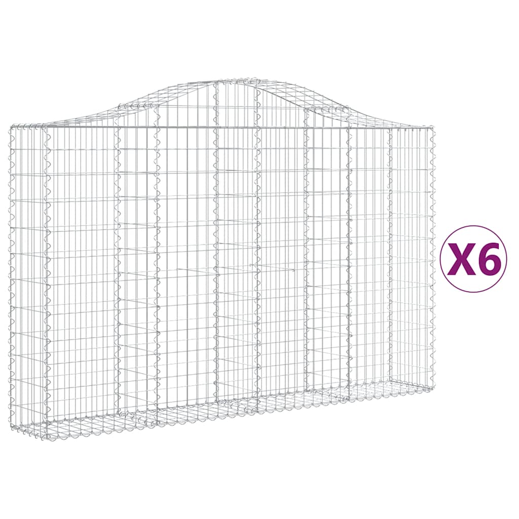 Arched Gabion Baskets 6 pcs 200x30x120/140 cm Galvanised Iron
