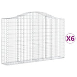 Arched Gabion Baskets 6 pcs 200x30x120/140 cm Galvanised Iron - Front View
