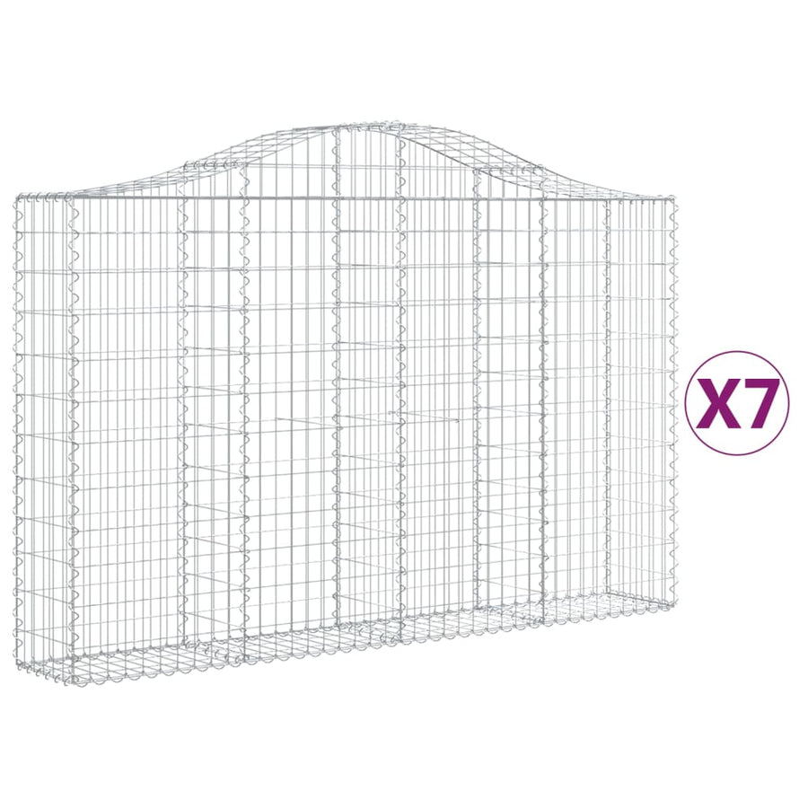 Arched Gabion Baskets 7 pcs 200x30x120/140 cm Galvanised Iron