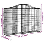 Arched Gabion Baskets 7 pcs 200x30x120/140 cm Galvanised Iron