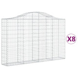 Arched Gabion Baskets 8 pcs 200x30x120/140 cm Galvanised Iron - Front View
