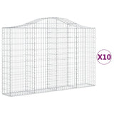 Arched Gabion Baskets 10 pcs 200x30x120/140 cm Galvanised Iron - Front View