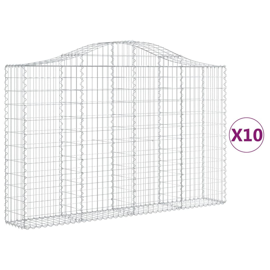 Arched Gabion Baskets 10 pcs 200x30x120/140 cm Galvanised Iron