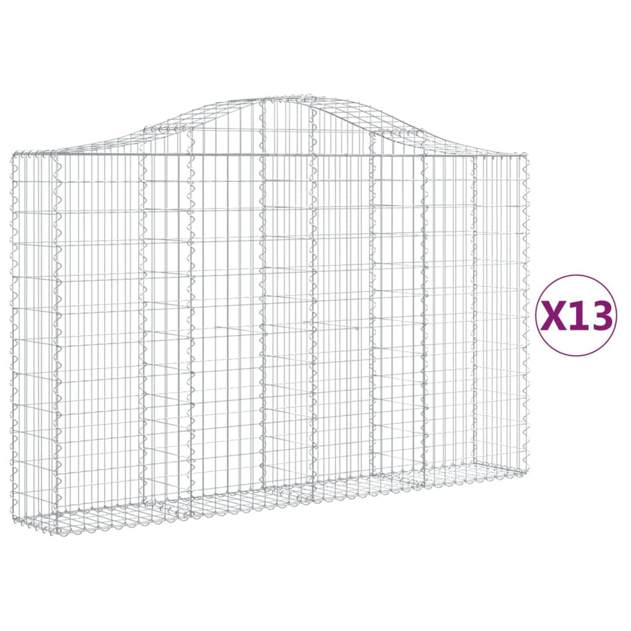 Arched Gabion Baskets 13 pcs 200x30x120/140 cm Galvanised Iron