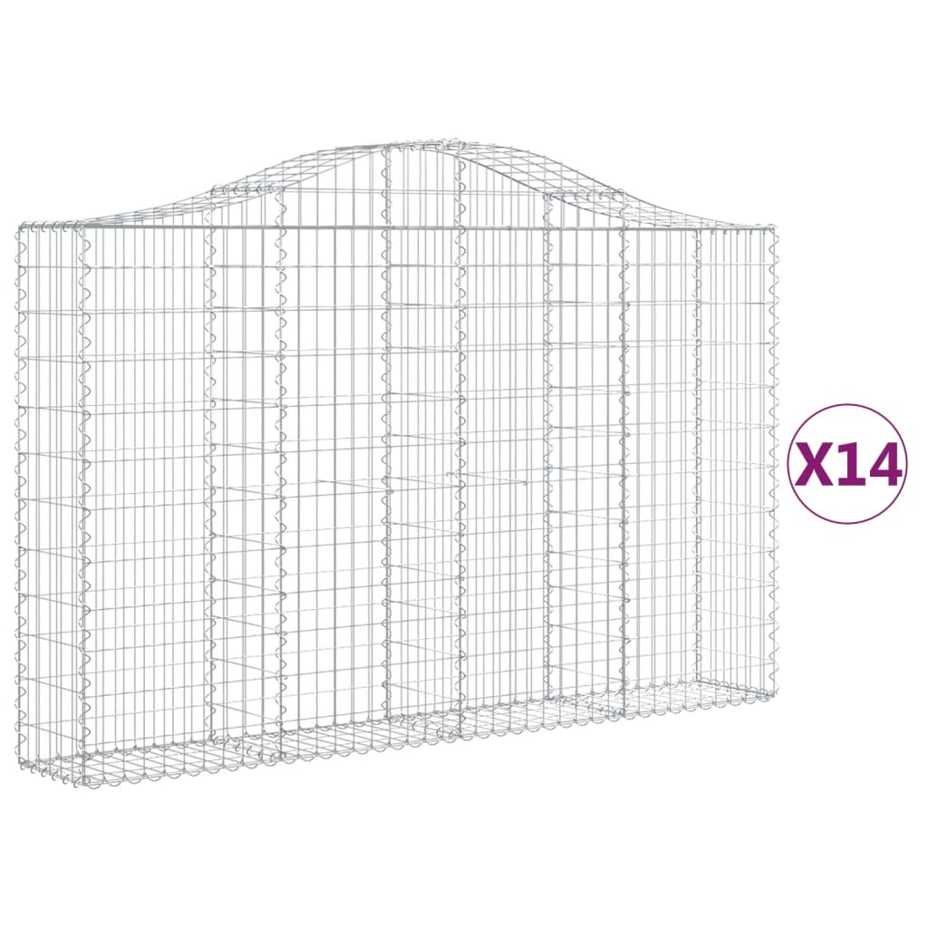 Arched Gabion Baskets 14 pcs 200x30x120/140 cm Galvanised Iron
