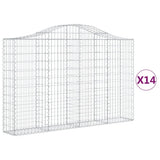 Arched Gabion Baskets 14 pcs 200x30x120/140 cm Galvanised Iron - Front View