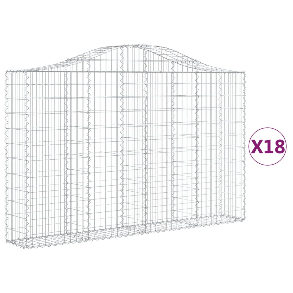 Arched Gabion Baskets 18 pcs 200x30x120/140 cm Galvanised Iron
