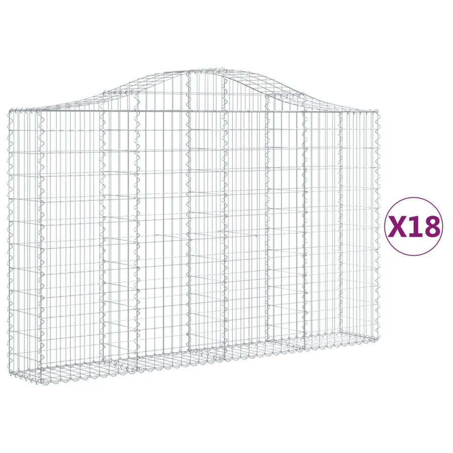 Arched Gabion Baskets 18 pcs 200x30x120/140 cm Galvanised Iron