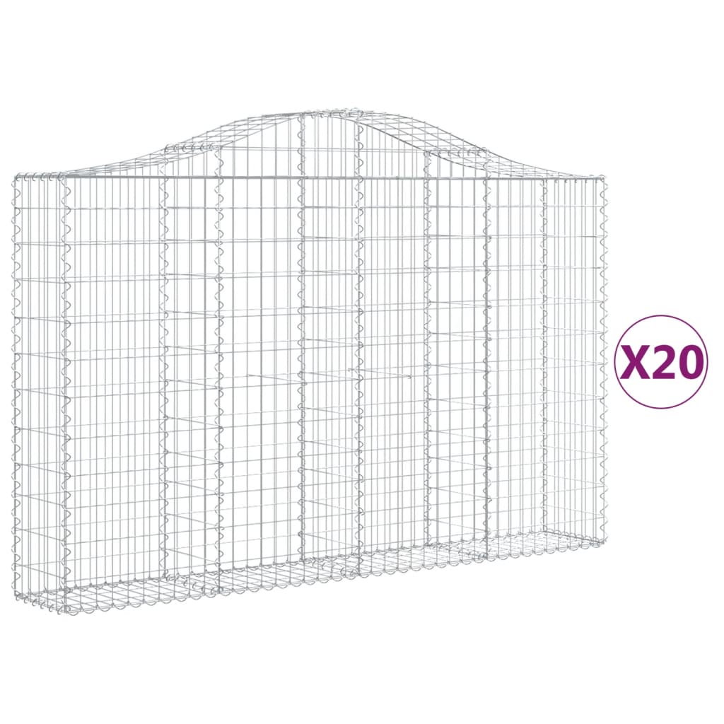 Arched Gabion Baskets 20 pcs 200x30x120/140 cm Galvanised Iron