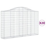 Arched Gabion Baskets 20 pcs 200x30x120/140 cm Galvanised Iron - Front View