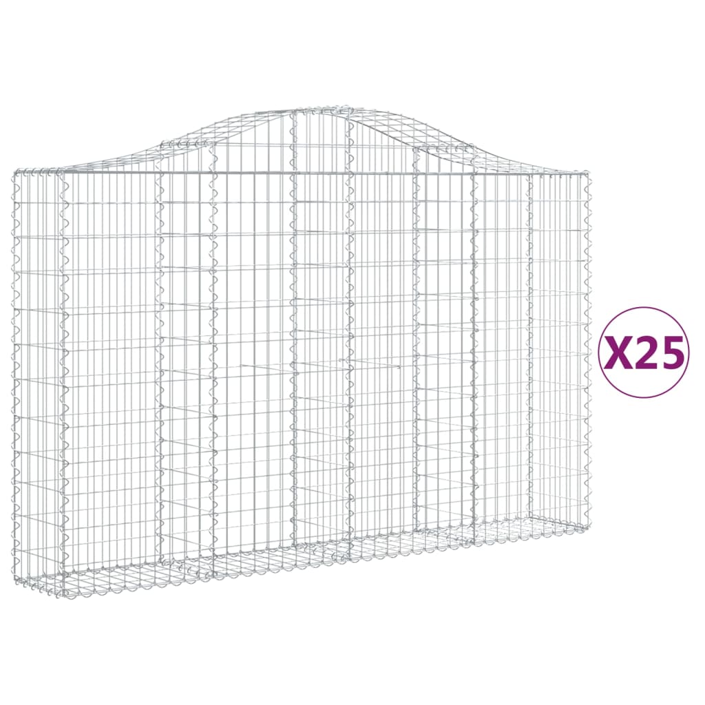 Arched Gabion Baskets 25 pcs 200x30x120/140 cm Galvanised Iron