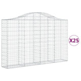 Arched Gabion Baskets 25 pcs 200x30x120/140 cm Galvanised Iron - Front View