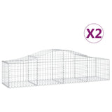 Arched Gabion Baskets 2 pcs 200x50x40/60 cm Galvanised Iron - Front View