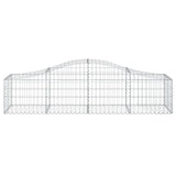 Arched Gabion Baskets 3 pcs 200x50x40/60 cm Galvanised Iron - Top-Down View