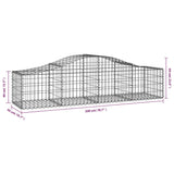 Arched Gabion Baskets 4 pcs 200x50x40/60 cm Galvanised Iron - Rear View