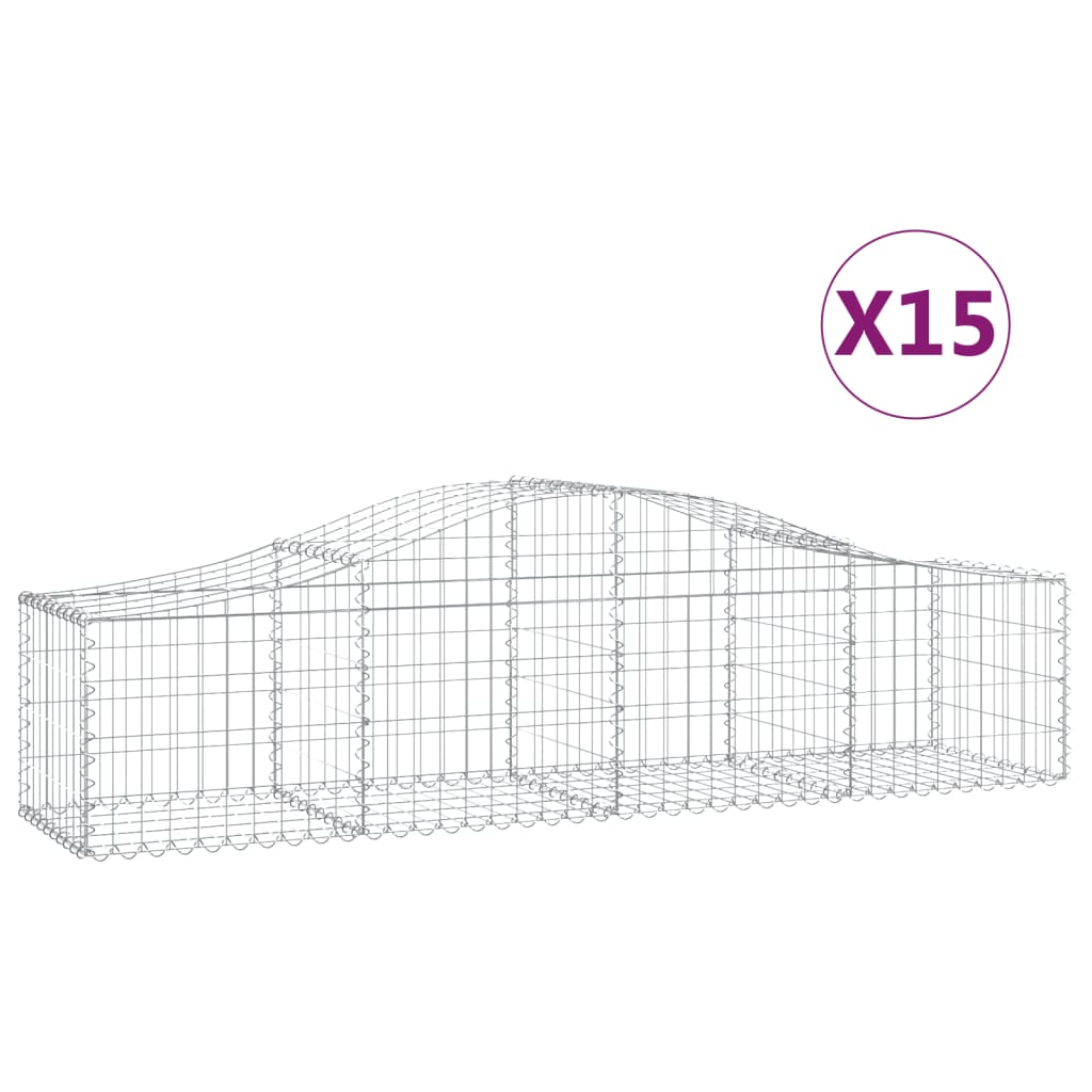 Arched Gabion Baskets 15 pcs 200x50x40/60 cm Galvanised Iron