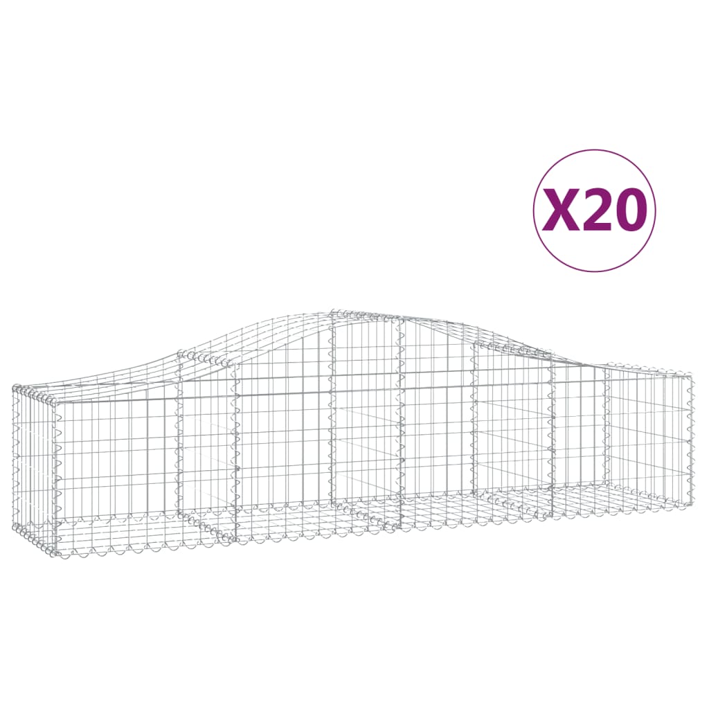 Arched Gabion Baskets 20 pcs 200x50x40/60 cm Galvanised Iron