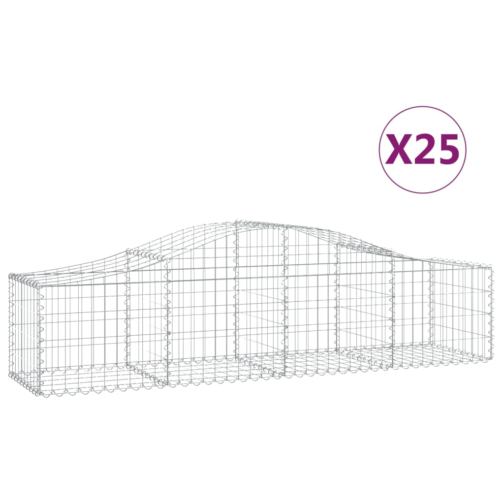 Arched Gabion Baskets 25 pcs 200x50x40/60 cm Galvanised Iron