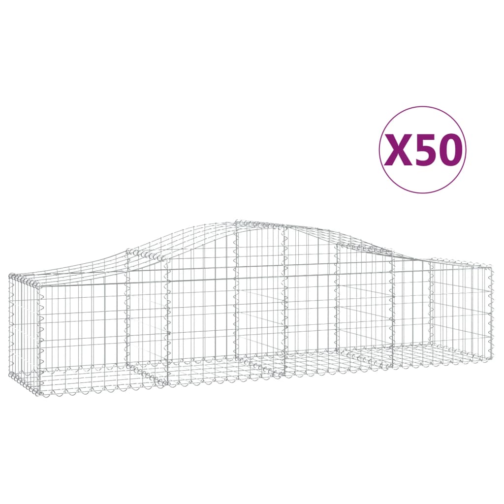 Arched Gabion Baskets 50 pcs 200x50x40/60 cm Galvanised Iron