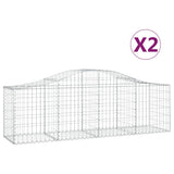 Arched Gabion Baskets 2 pcs 200x50x60/80 cm Galvanised Iron - Front View