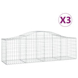 Arched Gabion Baskets 3 pcs 200x50x60/80 cm Galvanised Iron - Front View