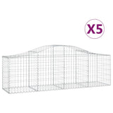 Arched Gabion Baskets 5 pcs 200x50x60/80 cm Galvanised Iron - Front View