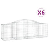 Arched Gabion Baskets 6 pcs 200x50x60/80 cm Galvanised Iron - Front View
