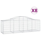 Arched Gabion Baskets 8 pcs 200x50x60/80 cm Galvanised Iron - Front View
