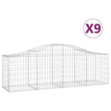 Arched Gabion Baskets 9 pcs 200x50x60/80 cm Galvanised Iron - Front View